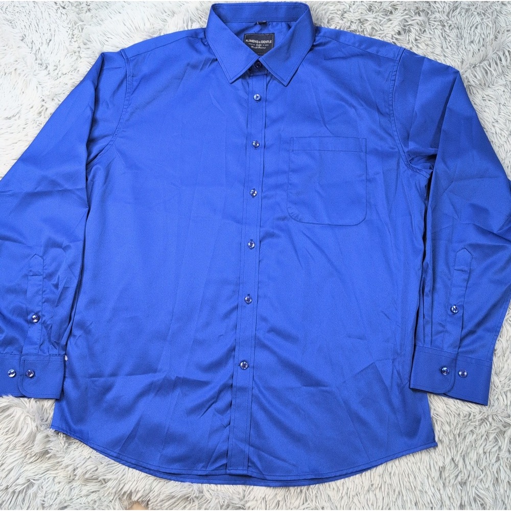 Alimens & Gentle Flex Shirt Mens L Blue Button Up Pocket Preppy Career Comfort